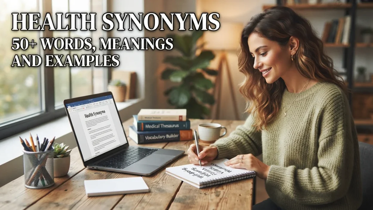 50+ health synonyms with meanings, related words, and example sentences