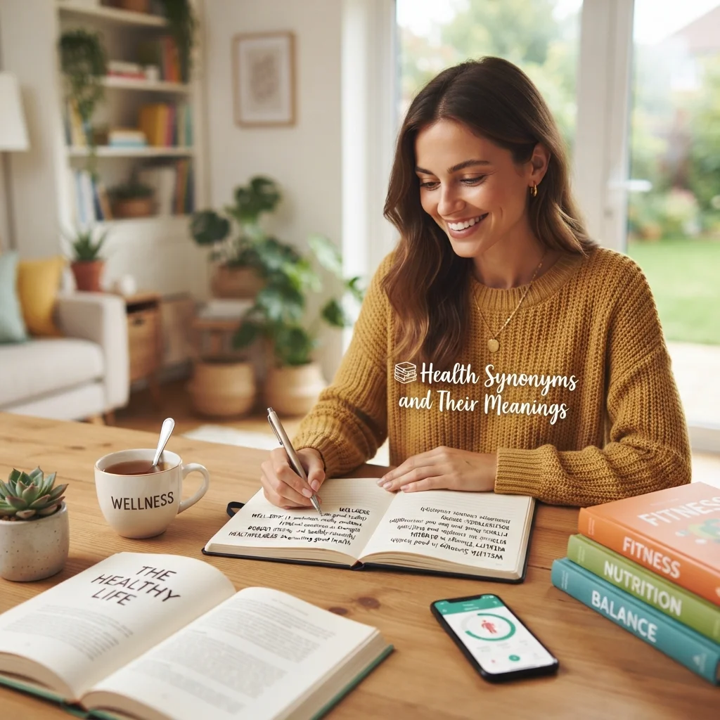 Health synonyms and their meanings with related words, definitions, and example sentences